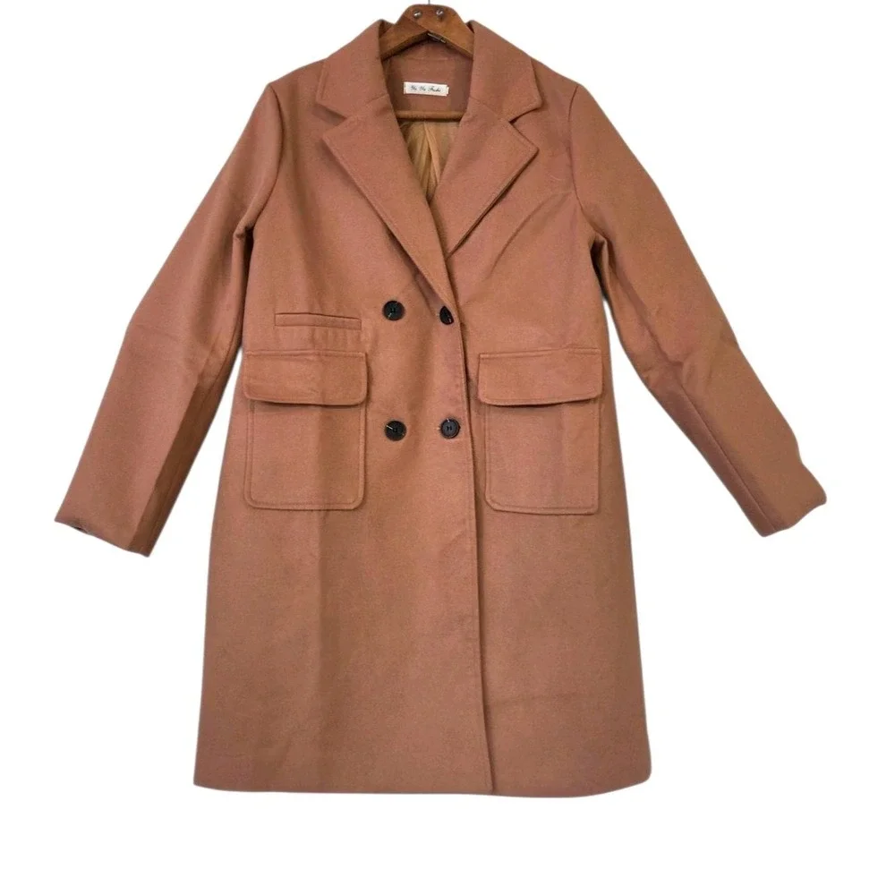 Ya Ya Fushi Long Double Breasted Trench Coat Camel Colored Women's Size Small